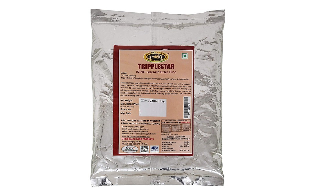 Tripple Star Icing Sugar, Extra Fine    Pack  500 grams